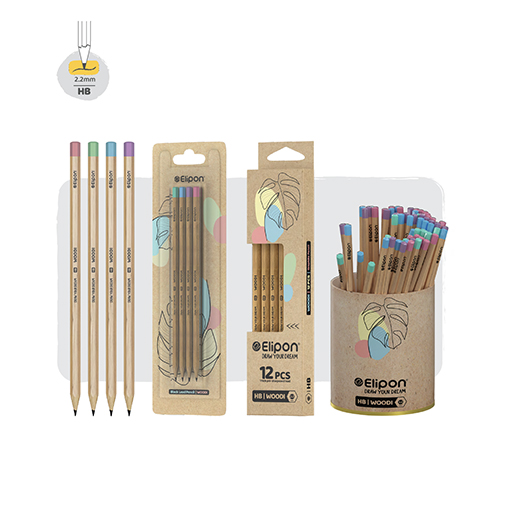 مداد مشکی وودی، بسته 4 عددی (برند الیپون)