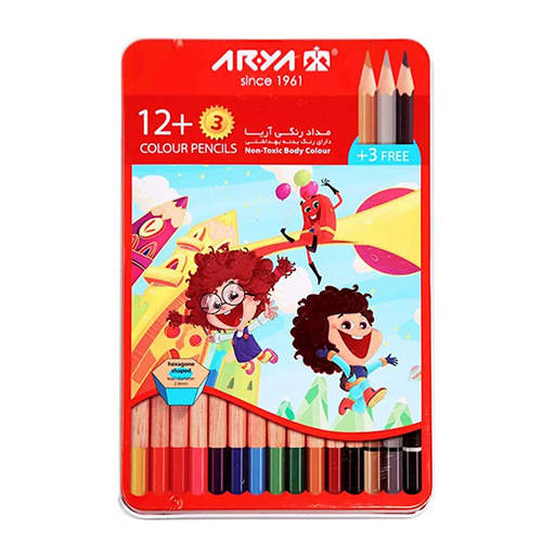 مداد رنگی 12+3 فلزی (برند آریا)
