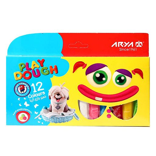 خمیربازی 12 رنگ جعبه مقوایی (برند آریا)