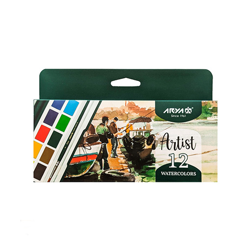 آبرنگ 12 رنگ حرفه ای سری آرتیست (برند آریا)