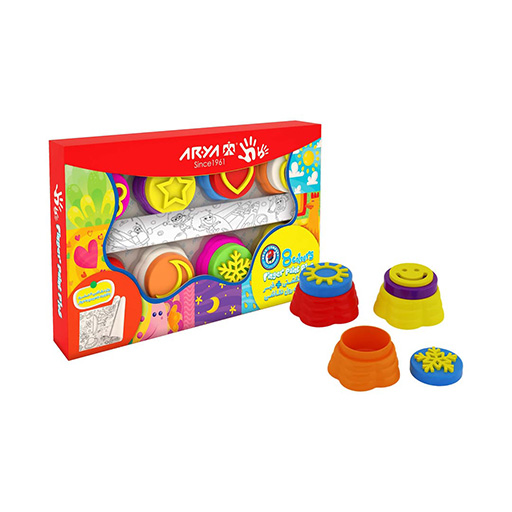 رنگ انگشتی ۸ رنگ با ابزار و رول نقاشی (برند آریا)