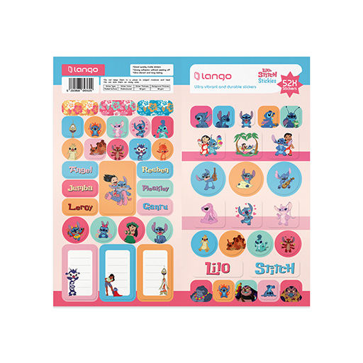 استیکر ۵۲ تکه طرح lilo and stitch (برند لانگو)