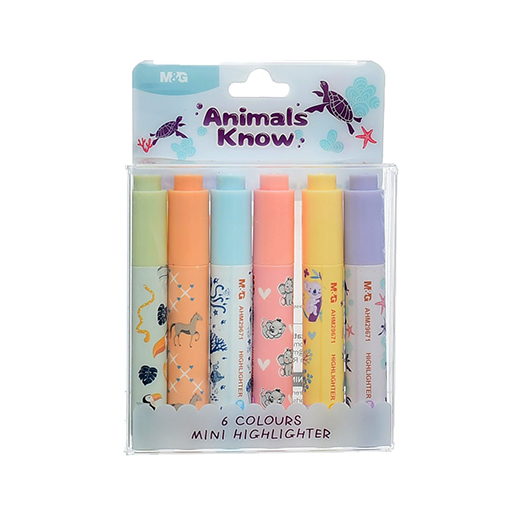 ماژیک علامت گذار مینی 6 رنگ ANIMALS KNOW (برند ام اند جی)