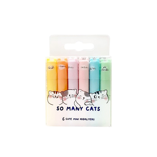 ماژیک علامت گذار پاستلی مینی کیوت در 6 رنگ SO MANY CATS (برند ام اند جی)