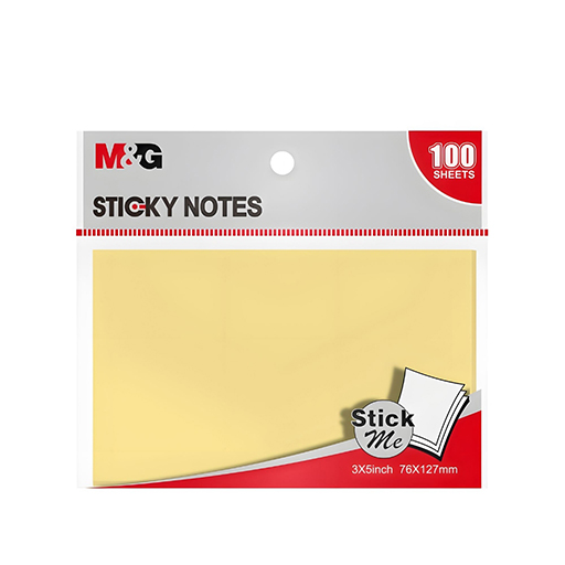 پست ایت ۱۰۰ برگ، رنگ زرد ۷۵ در ۷۵ (برند ام اند جی)