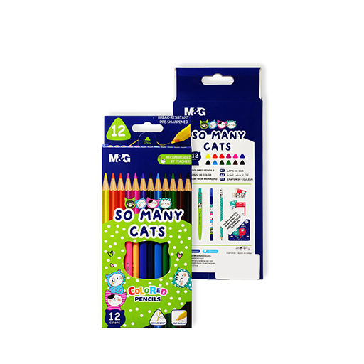 مداد رنگی 3 وجهی، 12 رنگ  SO MANY CATS (برند ام اند جی)