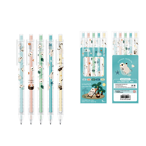 خودکار 0/5 مدل ژله‌ای پاکن‌دار 5 رنگ (برند ام اند جی)