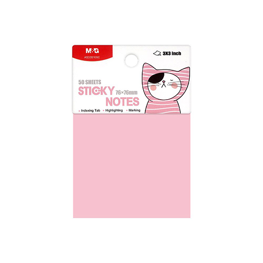 پست ایت 5۰ برگ رنگ صورتی، 75 در 75 (برند ام اند جی)