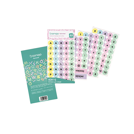 استیکر حروف و اعداد، ۴ برگی (برند لانگو)