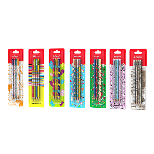 مداد مشکی گرد فانتزی بلیستر بسته 4 عددی (برند الیپون)