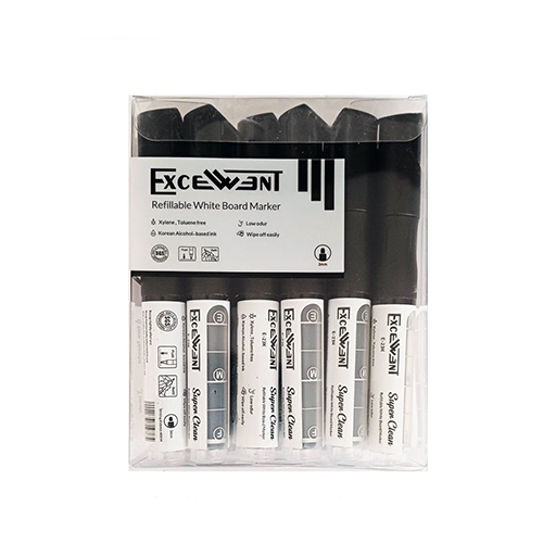 ماژیک وایت برد نوک گرد قابل شارژ، رنگ مشکی excellent