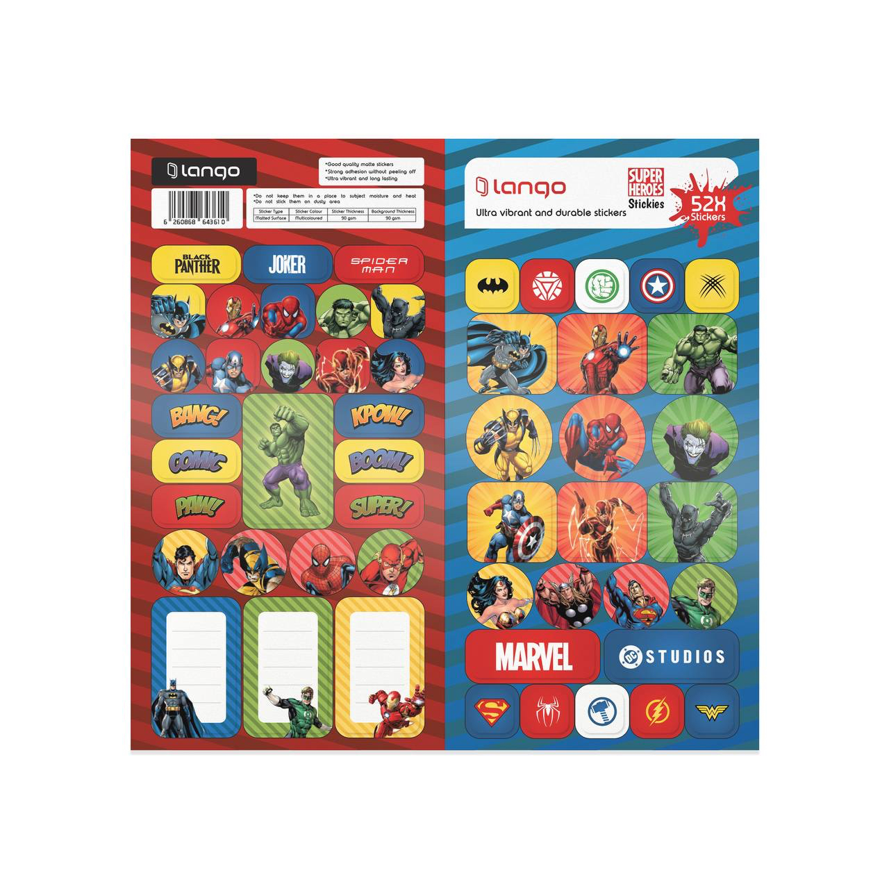 استیکر طرح super heros، (۵۲ تکه) (برند لانگو)