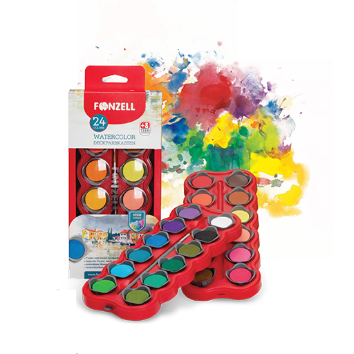 آبرنگ 24 رنگ جعبه طلقی سری School (برند فونزل)