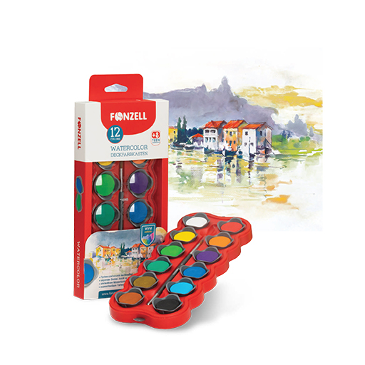 آبرنگ ۱۲ رنگ جعبه طلقی سری school (برند فونزل)