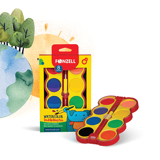 آبرنگ ۸ رنگ جعبه طلقی سری Kids (برند فونزل)
