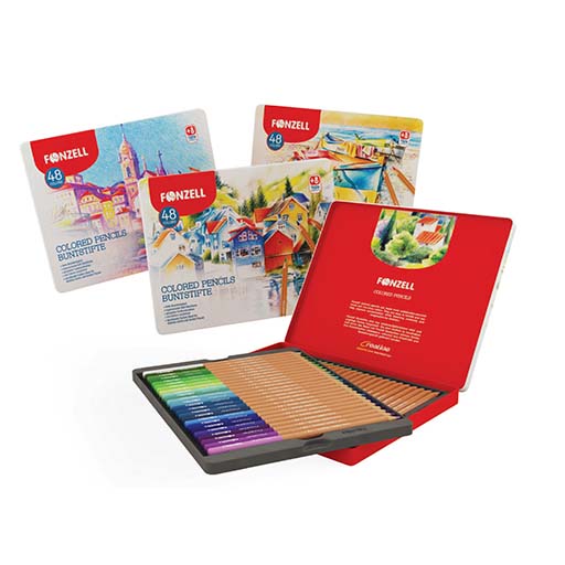 مداد رنگی 48 رنگ جعبه فلزی مدل school (برند فونزل)
