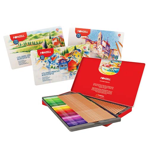مداد رنگی 72 رنگ جعبه فلزی مدل School (برند فونزل)