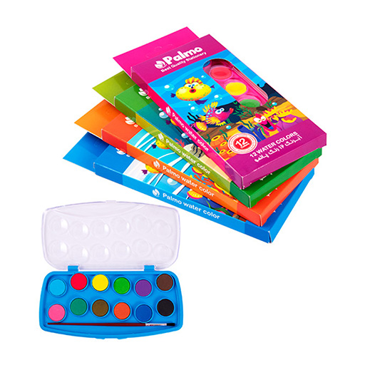 آبرنگ 12 رنگ جعبه طلقی (برند پالمو)-۲.jpg