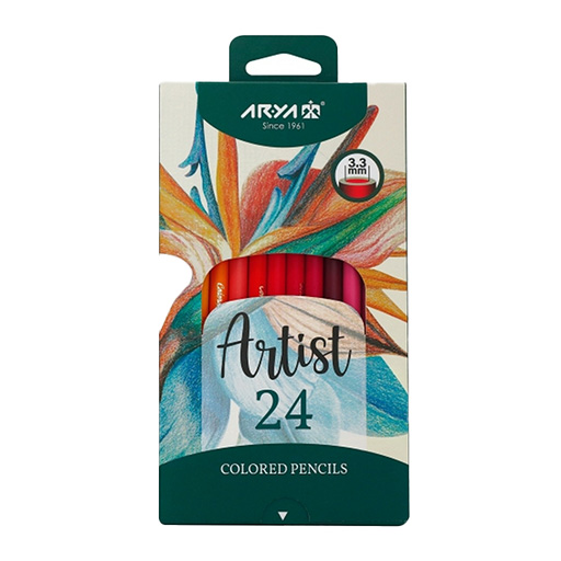 مداد رنگی 24 رنگ مقوایی آرتیست (برند آریا)