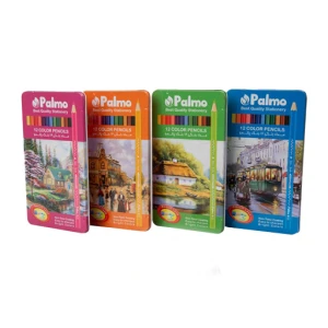 مداد رنگی 12 رنگ جعبه فلزی (برند پالمو)