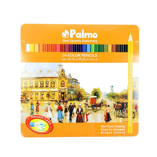 مداد رنگی 24 رنگ جعبه فلزی (برند پالمو)-۱.jpg