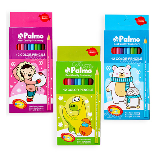 مداد رنگی 12 رنگ جعبه مقوایی (برند پالمو)