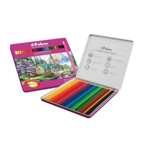 مداد رنگی 24 رنگ جعبه فلزی (برند پالمو)