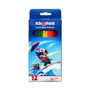 مداد رنگی جامبو سه گوش جعبه مقوایی ۱۲ رنگ (برند اسکول فنز)