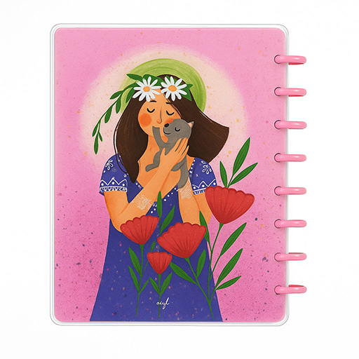 دفتر 100 برگ A5 دکمه ای Girl جلد طلقی (برند آبرنگ)