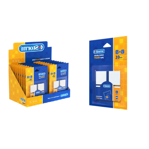 چسب دو طرفه مربع فومی ۳.۵ در ۳.۵ سانتیمتر بسته ۲۰ عددی (برند استورم)
