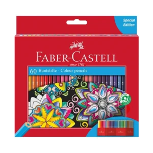 مداد رنگی جعبه مقوایی طرح گل ۶۰ رنگ (برند فابر کاستل)