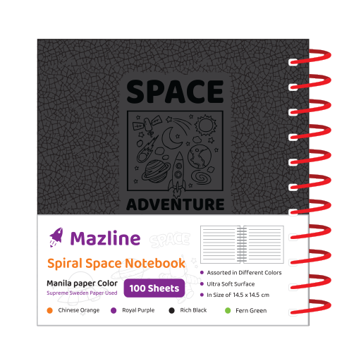 دفتر 100 برگ خشتی اسپیس ترمو سیمی جلد سخت (برند مازلاین)-مشکی.png