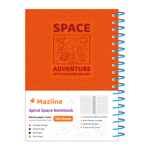 دفتر 100 برگ اسپیس ترمو سیمی جلد سخت (برند مازلاین)-نارنجی.png