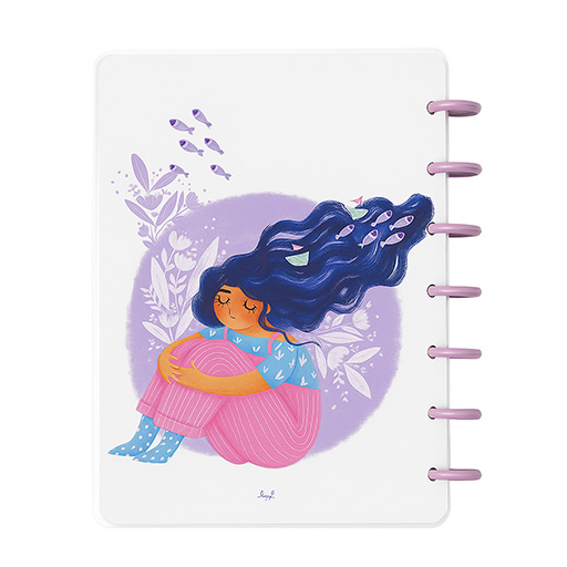 دفتر 100 برگ A5 دکمه ای Girl جلد طلقی (برند آبرنگ)-۳.jpg