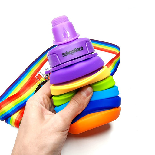 قمقمه سیلیکونی تاشو طرح رنگین کمان (برند اسکول فنز)-۲.jpg