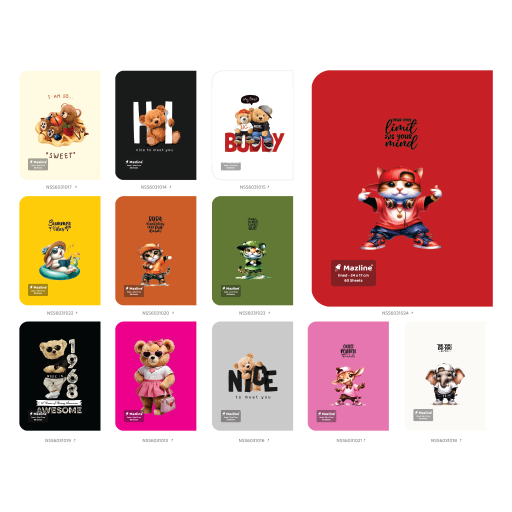 دفتر ۶۰ برگ تک خط چسبی فانتزی (برند مازلاین)