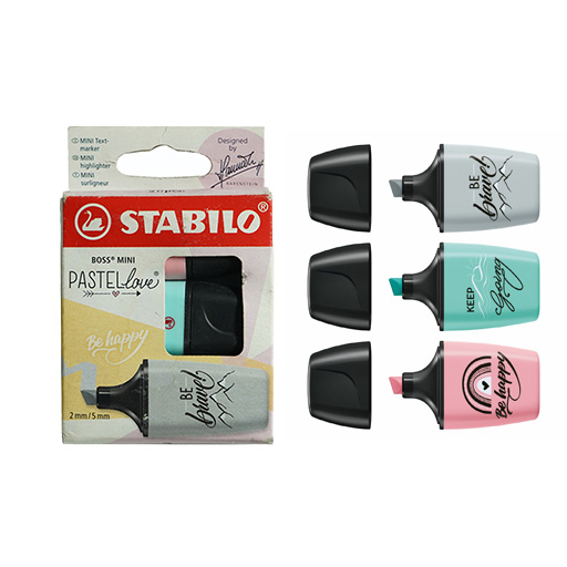 ماژیک علامت گذار باس مینی پاستل لاو ۳ رنگ (برند استابیلو)