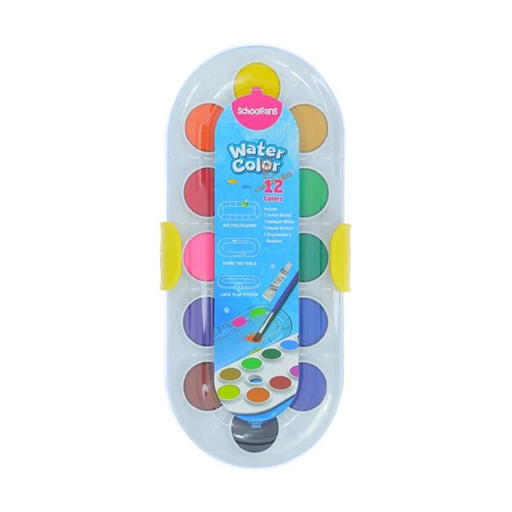 آبرنگ حرفه ای ۱۲ رنگ (برند اسکول فنز)