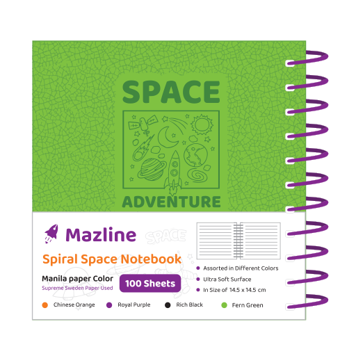 دفتر 100 برگ خشتی اسپیس ترمو سیمی جلد سخت (برند مازلاین)-سبز.png