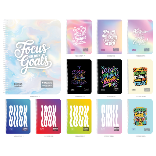 دفتر زبان 60 برگ دوخط سیمی فانتزی (برند مازلاین)