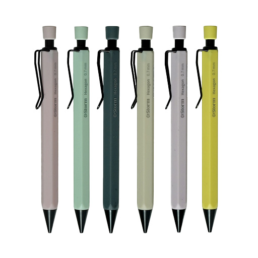 مداد مکانیکی 0/7 Hexagon پاستلی (برند استورم)