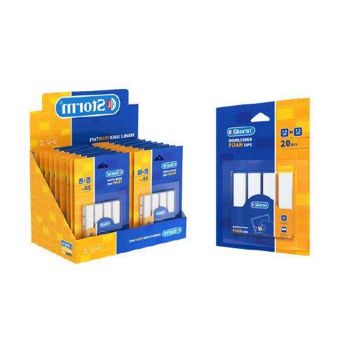 چسب دو طرفه مستطیل فومی ۷.۲ در ۱.۶ سانتیمتر بسته ۲۰ عددی (برند استورم)