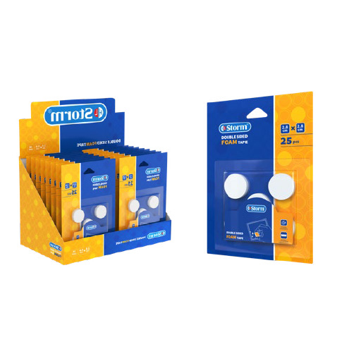 چسب دو طرفه دایره فومی 2.8 سانتیمتر بسته ۲۵ عددی (برند استورم)