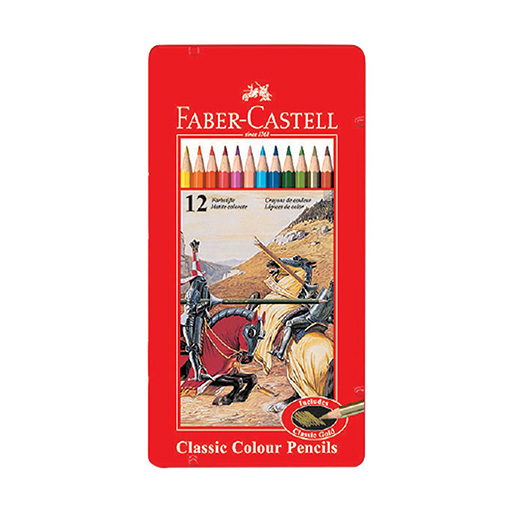 مداد رنگی فلزی تخت ۱۲ رنگ (برند فابر کاستل)