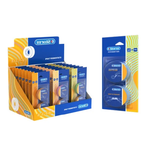 چسب نواری فانتزی رنگی 1.۸ سانتی 20 یارد بسته ۲ عددی (برند استورم)-۱.jpg