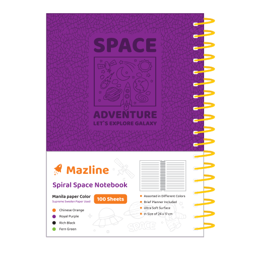 دفتر 100 برگ اسپیس ترمو سیمی جلد سخت (برند مازلاین)-بنفش.png
