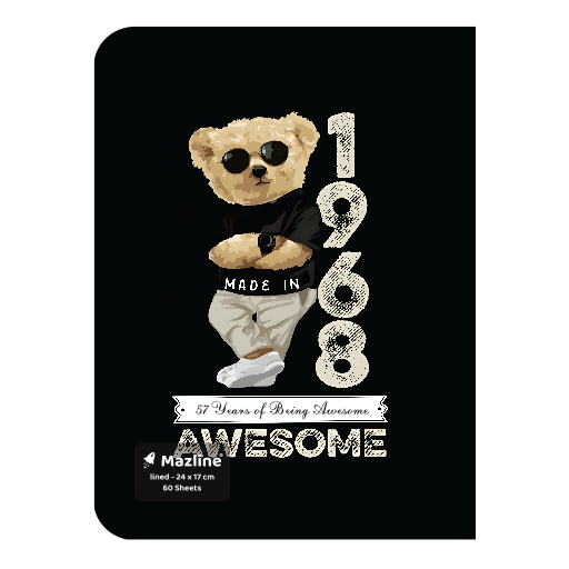 دفتر ۶۰ برگ تک خط چسبی فانتزی (برند مازلاین)-11.png