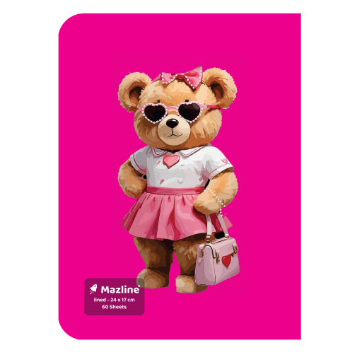 دفتر ۶۰ برگ تک خط چسبی فانتزی (برند مازلاین)-10.png