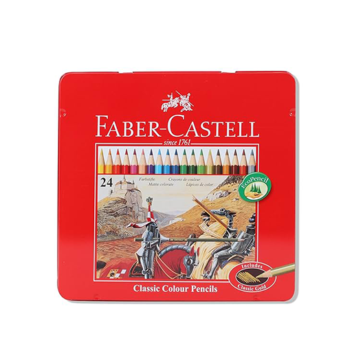 مداد رنگی کلاسیک جعبه فلزی ۲۴ رنگ (برند فابر کاستل)