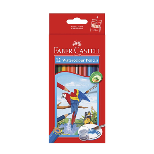 مداد رنگی آبرنگی جعبه مقوایی طرح طوطی ۱۲ رنگ (برند فابر کاستل)